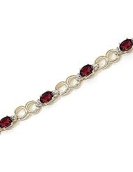 10kt Yellow Gold Oval Garnet and Diamond Bracelet