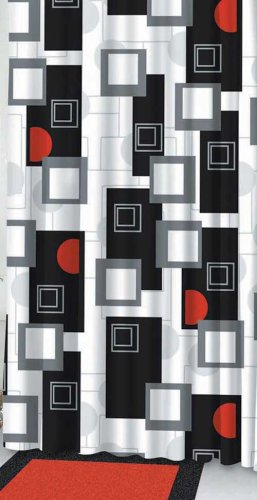 Black Red Gray White Contemporary Urban Beat Fabric Shower Curtain Black Red Gray White Contemporary Urban Beat Fabric Shower Curtain