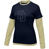 Nike San Diego Padres Ladies Navy Blue-Gold Double Layer Team Logo Long Sleeve T-shirt