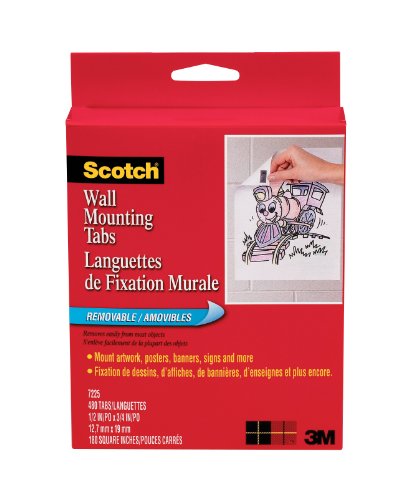 ScotchÂ® Wall Mounting Tabs 7225, 1/2-inch x 3/4 Inches, 480 Tabs per Box