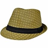 Khaki Brown Mesh Straw Black Ribbon Large XL Fedora Homburg Stetson Gangster Hat