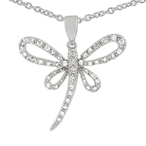 Sterling Silver CZ Dragonfly Neclace