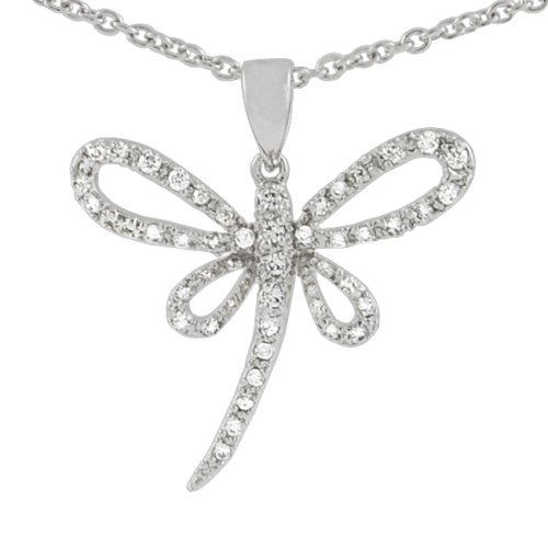 Sterling Silver CZ Dragonfly Neclace