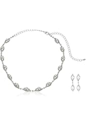 Bridal Jewelry Set Austrian Crystal Rhinestone Pearl WT