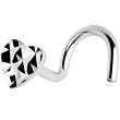 Solid 14KT White Gold Textured Heart Nose Screw Ring