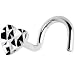 Solid 14KT White Gold Textured Heart Nose Screw Ring