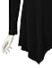 Lock and Love WT960 Womens V Neck Long Sleeve Tunic Top with Asymmetrical Hem L Black