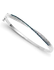 Sterling Silver Blue and White Diamond Bangle