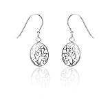 Sterling Silver Oval and Flower Filigree Earrings