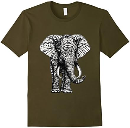 Men's Majestic Elephant Bohemian Mandala T-Shirt 2XL Olive