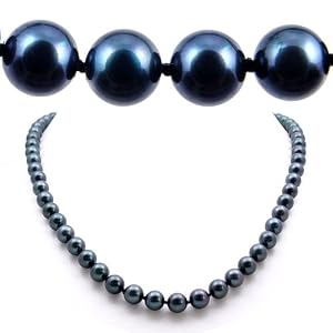 AAA Quality 18 Inch Round 6.5-7mm Black Akoya SaltWater Cultured Pearl... by