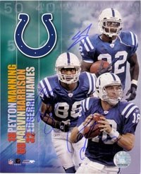 Colts, Indianapolis Autographed/Hand Signed 8x10 Photo By Peyton Manning Marvin Harrison and Edgerri