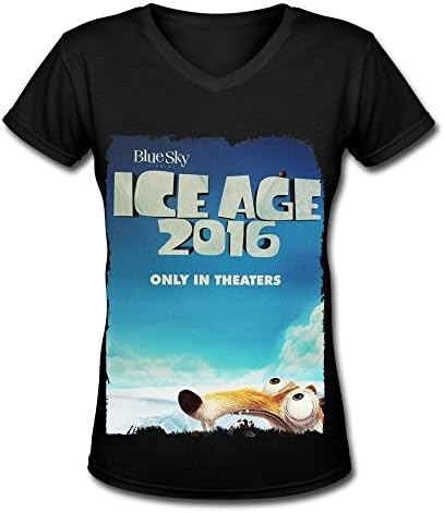 2016 American 3d Films Ice Age Collision Course Womens Black V Neck T Shirt L