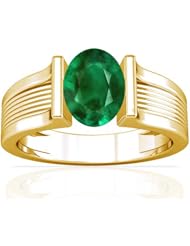 18K Yellow Gold Oval Cut Emerald Womens Astrological Ring