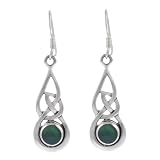 Sterling Silver Celtic with Green Onyx Earrings