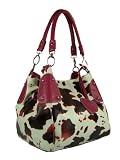 Cow Print Tote Hobo Handbag Purse - Hot Pink