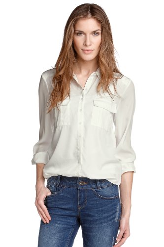 edc by ESPRIT Damen Bluse  012CC1F008, Gr. 34 (XS), Wei&szlig; (broken white 128) Preisvergleich