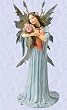 medieval fairy with gothic cross and flowers sculpture statue