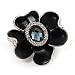 Black Enamel Floral Brooch