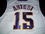 GAI Authentic Ron Artest Autograph Home White Los Angeles Lakers Jersey