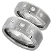 Tungsten His (8mm) & Hers (6mm) 3-Stone Comfort Fit Wedding Band Set