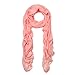 Elegant Pure Cotton Solid Color Lace Floral Trim Fashion Scarf, Pink
