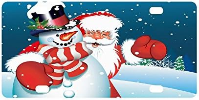 Merry Christmas Cute Snowman Strong And Durable Aluminum Car Metal License Plate Frame for Women/Men Four Holes Tag 12" X 6"