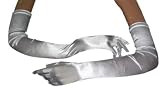Adult 23 Long Opera Length Lycra Satin Gloves: Silver