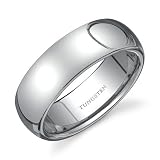 Tungsten Carbide Men's Polished Plain Dome Wedding Band Size 7-13