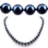 AAA Quality 18 Inch Round 6.5-7mm Black Akoya SaltWater Cultured Pearl Necklace