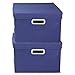 Household Essentials Fabric Storage Boxes with Lids and Handles, Blue