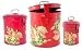 Vintage Shabby Chic Canister Set ~ Kitchen Storage Canisters ~ Decorative Containers ~ Retro Red Ena
