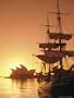 Sydney Opera House and the Hms Bounty, a Replica of the Famous Ship, Silhouetted by the Setting Sun National Geographic Collection Photographic Poster Print by Richard Nowitz, 12x16