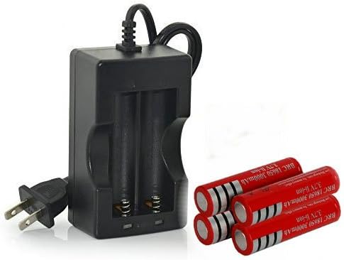 DITOP® 4pcs 3.7V 18650 3000mah Rechargeable Li-ion Battery with PCB and 18650 battery Charger for LED Flashlight, Headlamps, search light lamp, etc