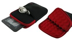 rooCASE Super Bubble Neoprene Sleeve Case Cover for Amazon Kindle Wireless Reading Device with 6 Display 3G + Wi-Fi (3rd Generation and Latest Generation) (Black / Red)