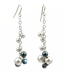 Earrings - E24 - Swarovski Pearl Cluster Dangle ~ Montana