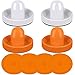 Air Hockey Pushers and Orange Air Hockey Pucks, Goal Handles Paddles Replacement Accessories for Game Tables (4 Striker, 4 Puck Pack) (White & Orange)