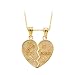 14K Yellow Gold Best Friends Heart Shaped Pendant with Chain