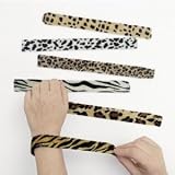12 animal print slap bracelets - party favor toy bracelet set