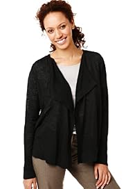 Open Front Rear Floral Lace Cardigan with Linen