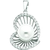 Sterling Silver Simulated Pearl Cubic Zirconia Heart Pendant 41N SVy7ikL. SL160 Sterling Silver Simulated Pearl Cubic Zirconia Heart Pendant