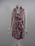 Melly M womens riverside pink multi ruffle sleeveless wrap dress 4