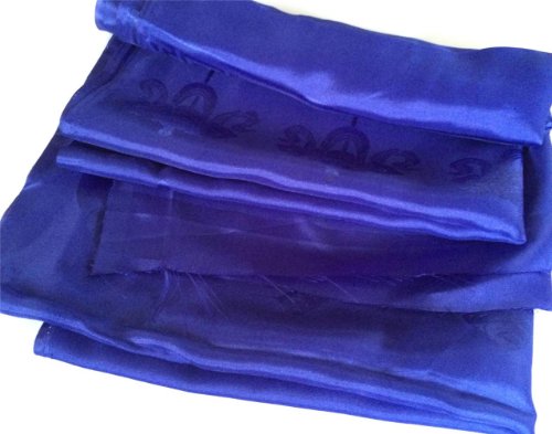 High Quality Tibetan Prayer Scarf Kata Blue Color 8 Auspicious Symbols Ps-16