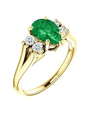 18K Yellow Gold 9.00x6.00mm Pear Cut Chatham Created Emerald and Diamond Ring -- LIFETIME WARRANTY