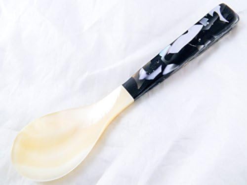 1 X 5" Inch Mother of Pearl Sea Shell Cavivar Spoon By Vai Kiet Craft - Black Handle