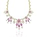 Vermeil (24K Gold over Sterling Silver) Simulated Diamond Dark Pink cz Stone WaterFall Estate Necklace