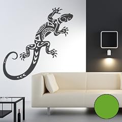 A061 Wandtattoo "Gekko Tribal" 147cm x 60cm hellgruen (erh�ltlich in 40 Farben und 11 Gr��en)