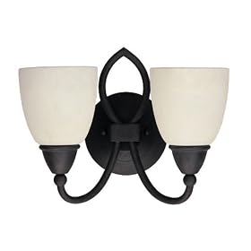 Sea Gull Lighting 40074-799 Pemberton Two-Light Vanity, Peppercorn Finish with Pompeii... by Sea Gull Lighting