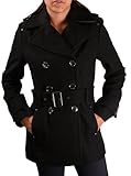 Kenneth Cole New York Melton Women's Belted Peacoat Black Size 8