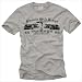 36 - Custom T-Shirt f�r Herren/M�nner - Logo: QUARTER MILE KINGS - Shirt Farbe: grau - Print: Siebdruck - Druck Farbe: schwarz - Gr��e: M medium - Material: 100% Baumwolle - Label & Designer: ThirtySix T-Shirts - Style: vintage Design - Motiv: Ford Mustang
